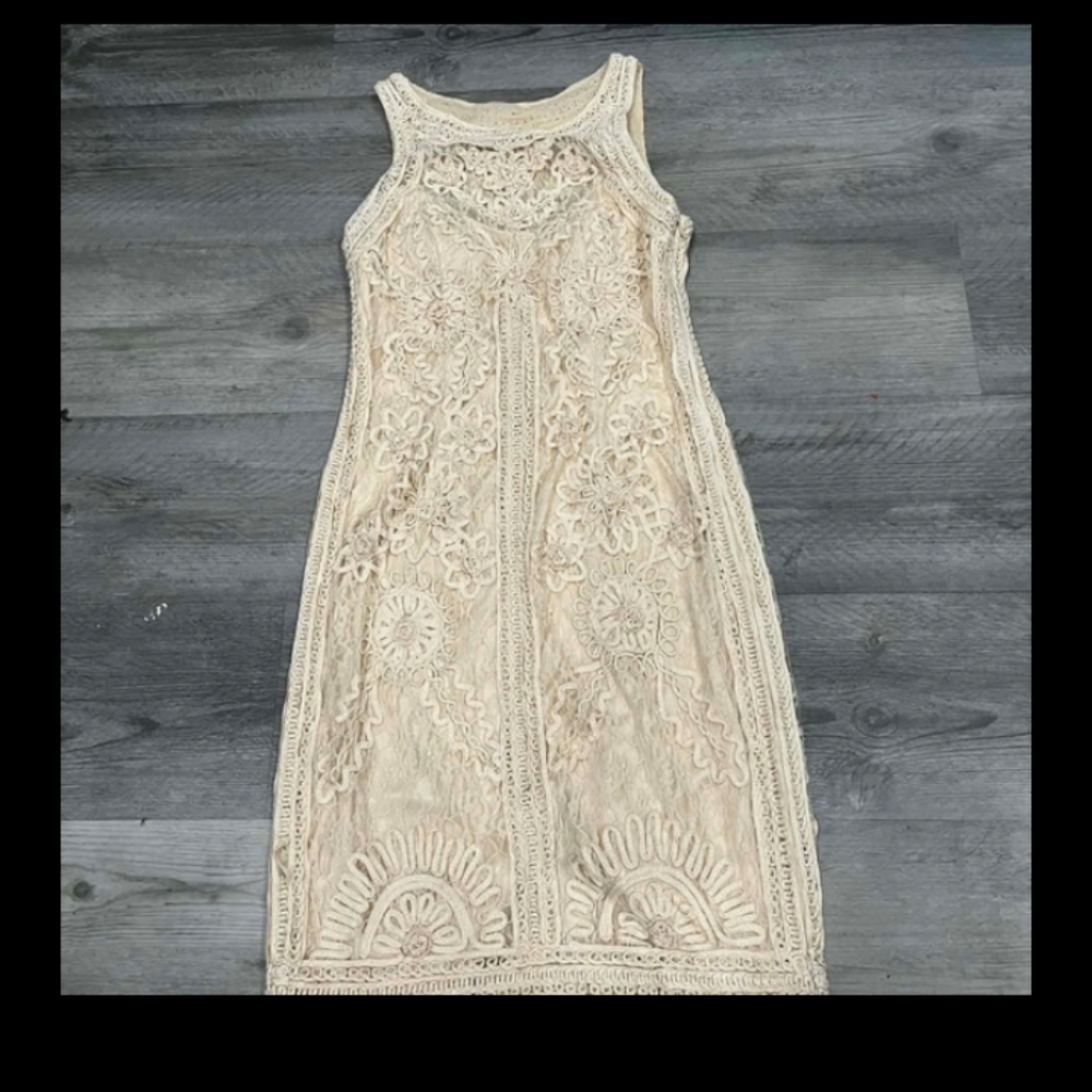 Sue Wong Cream Floral Lace Midi Dress - Picture 6 of 6